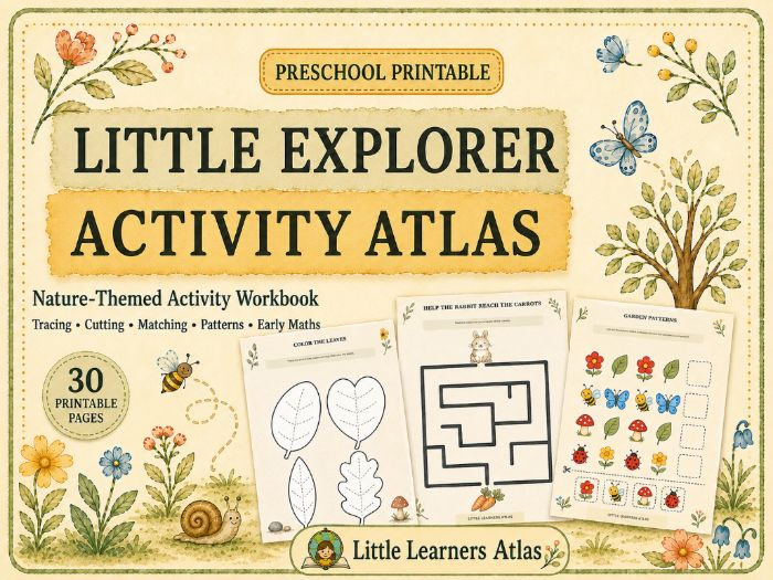 Little Explorer Activity Atlas | Nature-Themed Preschool Workbook