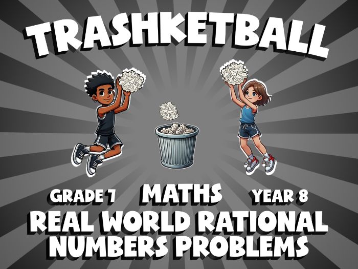 Real World Rational Numbers Problems TRASHKETBALL Maths Game | No-Prep Year 8 Review Activity
