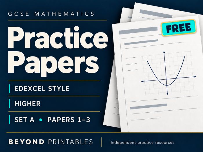 FREE GCSE Maths Edexcel-style Higher Set A: Papers 1, 2 and 3 + Mark Schemes