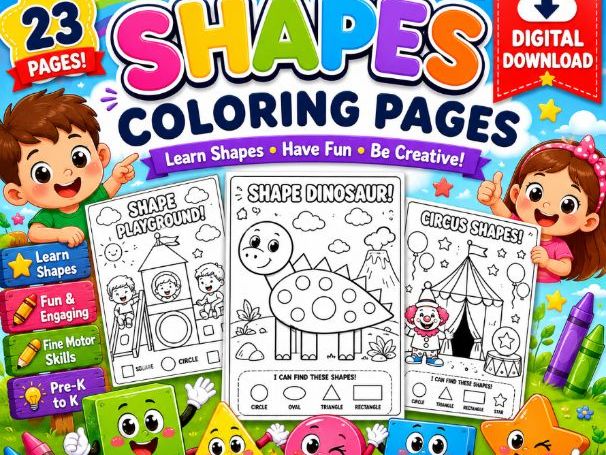 Shapes Coloring Pages Shape Worksheets Geometry Activities Pre-K Kindergarten