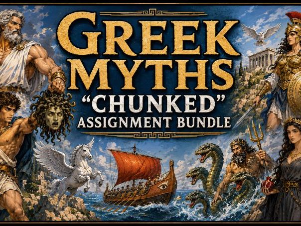 Greek Myths "Chunked" Assignment Bundle (30 Assignments)