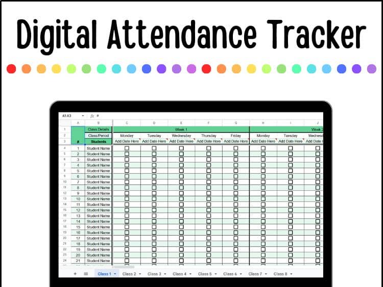 Digital Attendance Tracker Spreadsheet