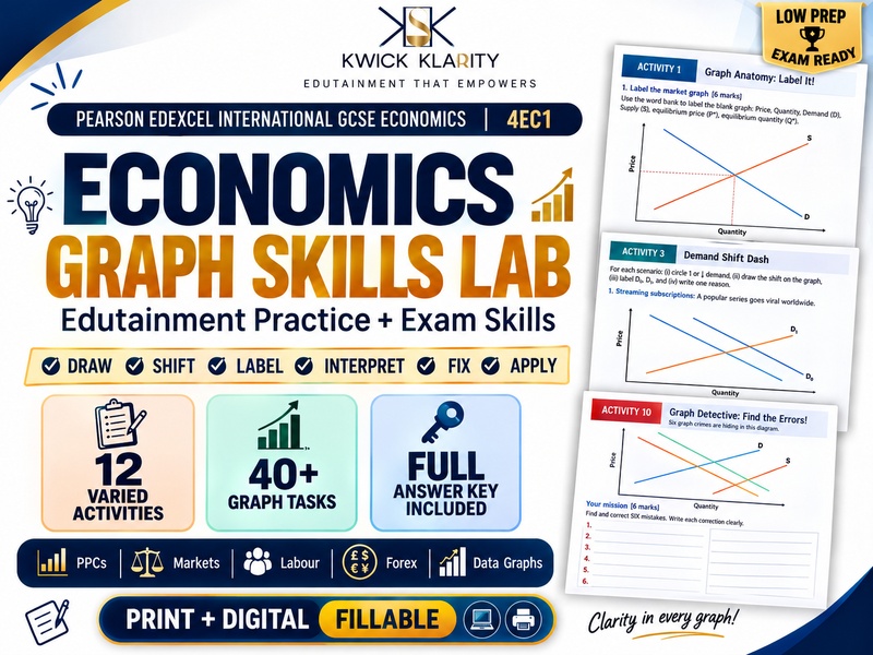 IGCSE Economics 4EC1 Graph Practice Worksheets | 40+ Graph Tasks | Digital + Answers