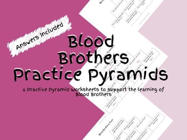 6 English Literature Blood Brothers Practice Pyramid Worksheets PDF