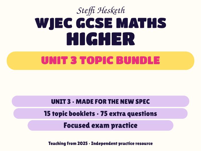 WJEC New Spec Maths Higher Unit 3 – 15 Topic Booklet Bundle