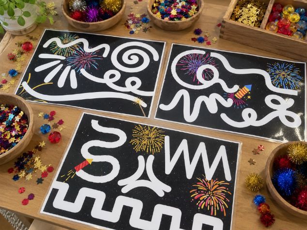 Fireworks Loose Parts Pattern Mats | EYFS Fine Motor & Pre-Writing