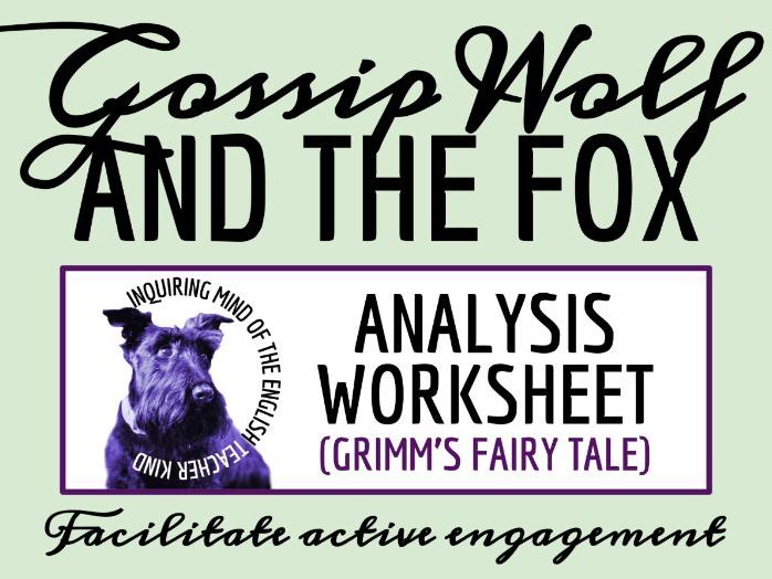 "Gossip Wolf and the Fox" Close Reading Analysis Worksheet | Grimm's Fairy Tale Activity
