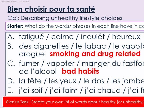 NEW 2026 GCSE French. Higher/ Rouge. Module 4. Unit 3. Bien choisir pour ta santé