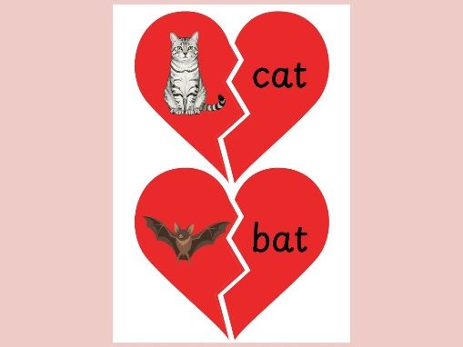 Valentine’s Phonics: CVC Word "Mend the Heart" Matching Activity