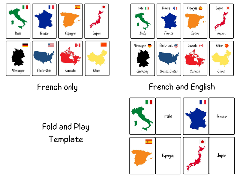 French Flashcards - 56 Countries Around the World - French Vocabulary ...