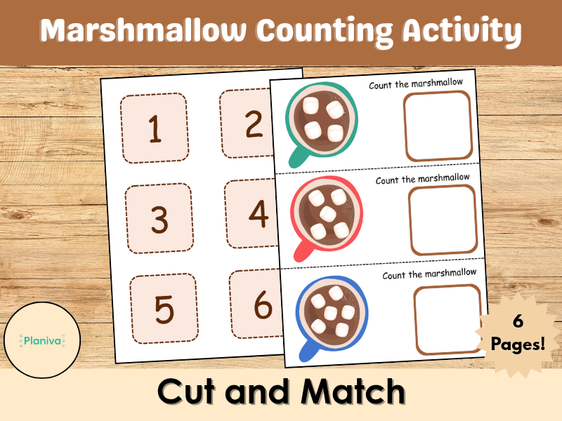 Hot Chocolate Marshmallow Counting Activity | Cut and Match Numbers (1–10)