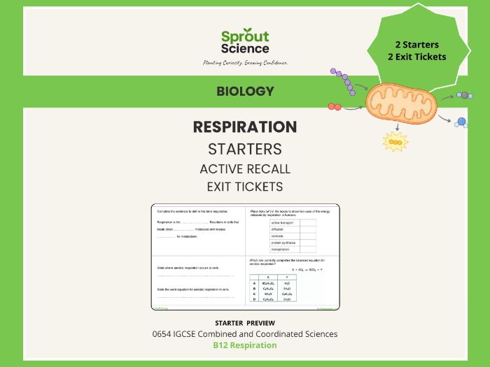 B12 Respiration | Starter Activities & Exit Tickets | IGCSE Biology