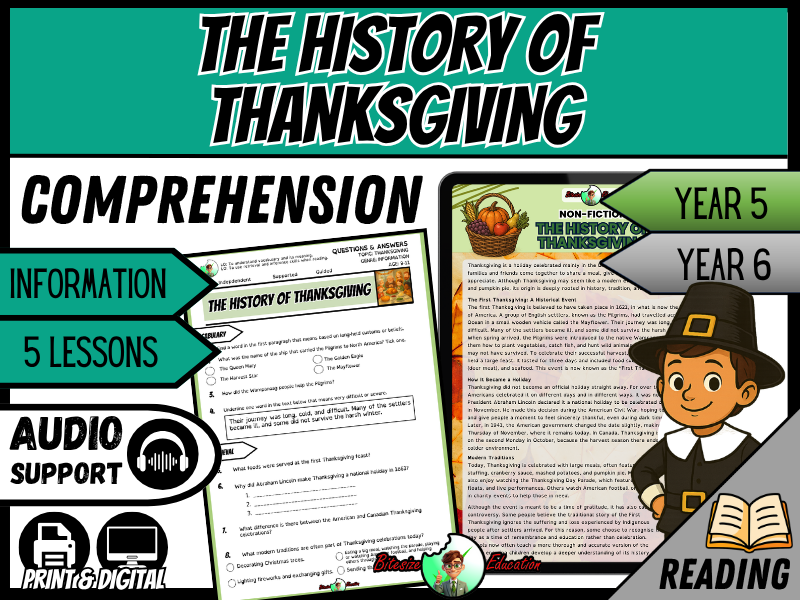 The History of Thanksgiving | Reading Comprehension | Year 5/6