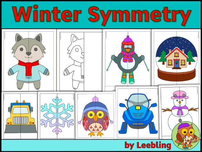 Winter Symmetry Worksheets – Geometry Art Activity