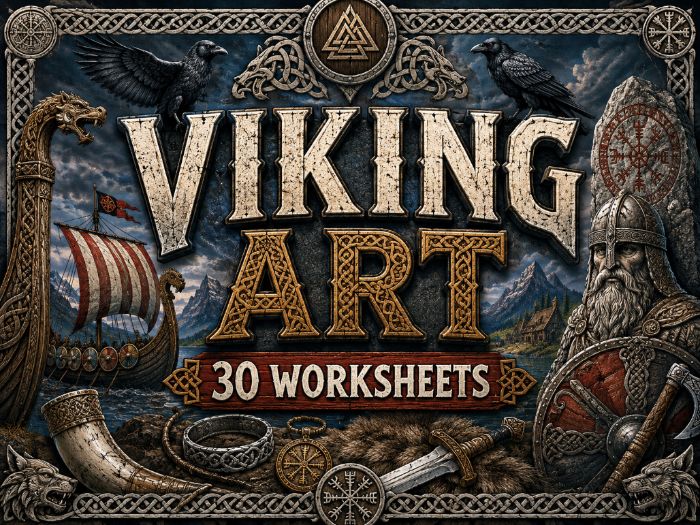 Viking Art Cover Worksheets | 30 Viking Art Drawing Activities | KS2 KS3 Art Cover Lessons | Norse M