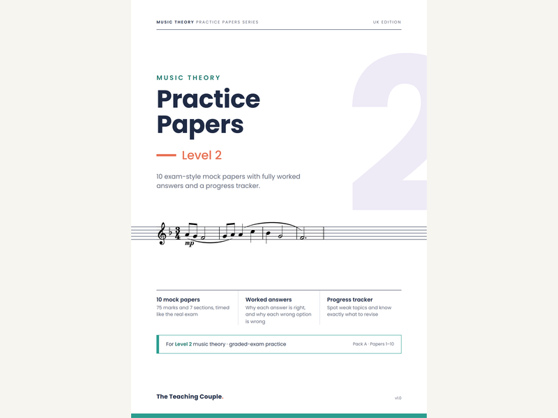 Level 2 Music Theory Practice Papers – Pack A (10 Mock Papers)