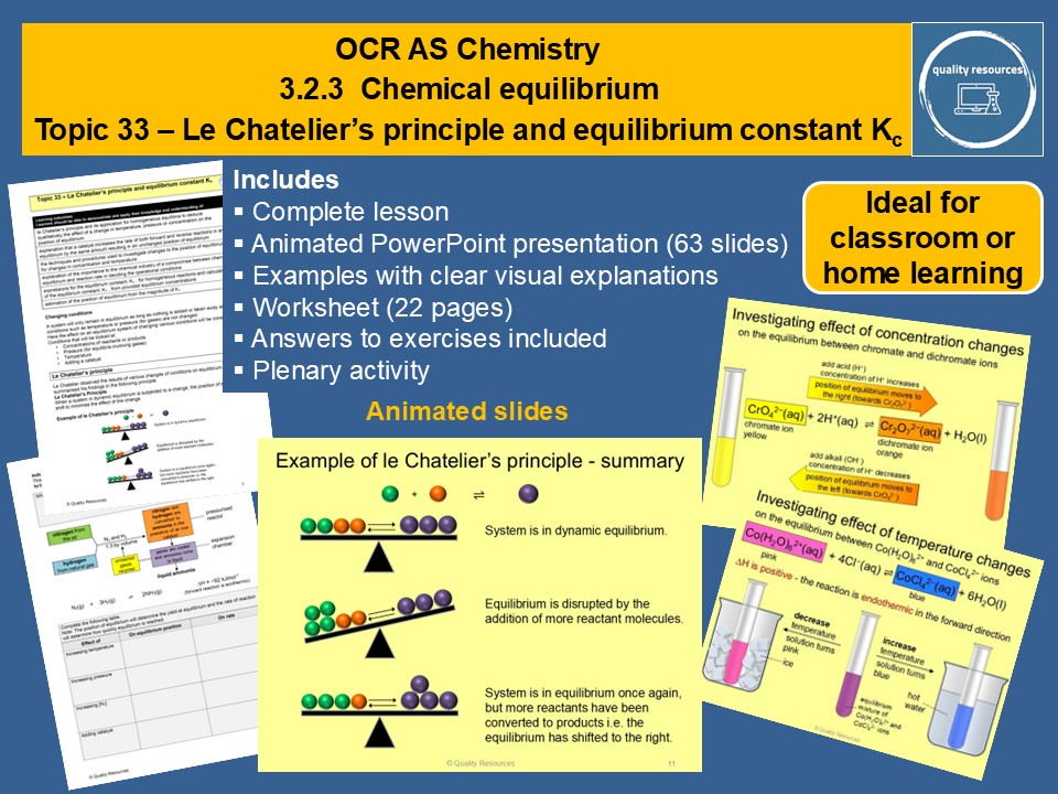 Le Chatelier’s principle and equilibrium constant Kc OCR AS Chemistry