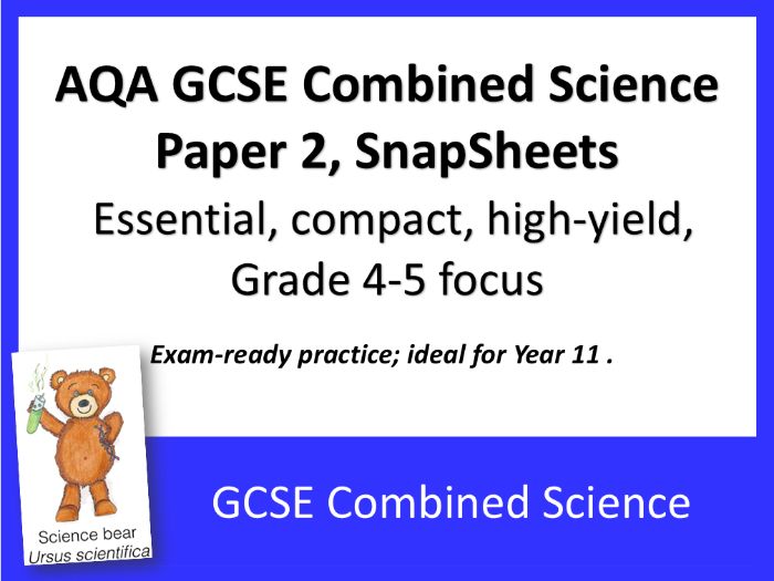 AQA GCSE Combined Science Paper 2 SnapSheets:  Exam Essentials