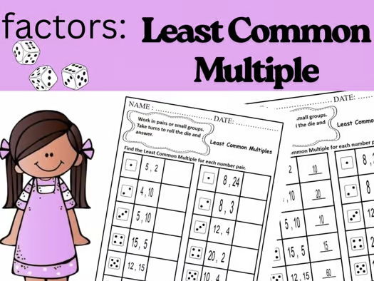 LCM Dice Roll Activity – Least Common Multiple Math Game – Factors Practice