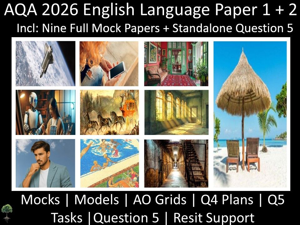 Nine AQA 2026 English Language Papers 1 + 2 + Question 5 | Layered Exam Support