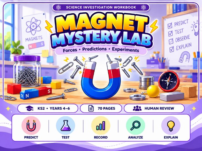 Magnet Mystery Lab  KS2 Magnetism Science Investigations  70 Pages