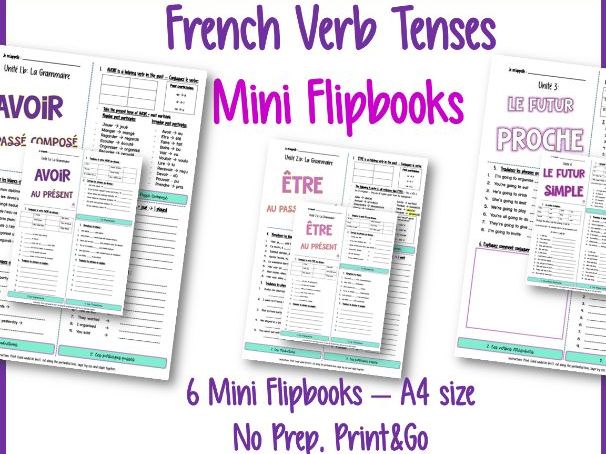 French Grammar Flipbooks: Tenses (Present • Past • Future x2) | Revision