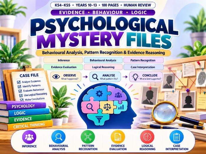 Psychological Mystery Files | Critical Thinking Workbook | KS4–KS5 | 100 Pages