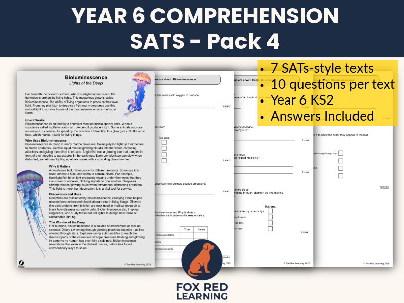 KS2 SATs Reading Comprehension – Year 6 | 7 SATs-Style Texts with Questions (Pack 4)