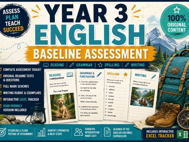 Year 3 English Baseline Assessment | Complete Assessment Toolkit | Reading, Grammar, Spelling & Writ