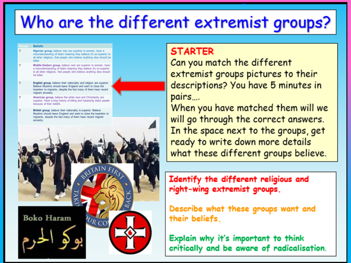 Extremism + Radicalisation PSHE