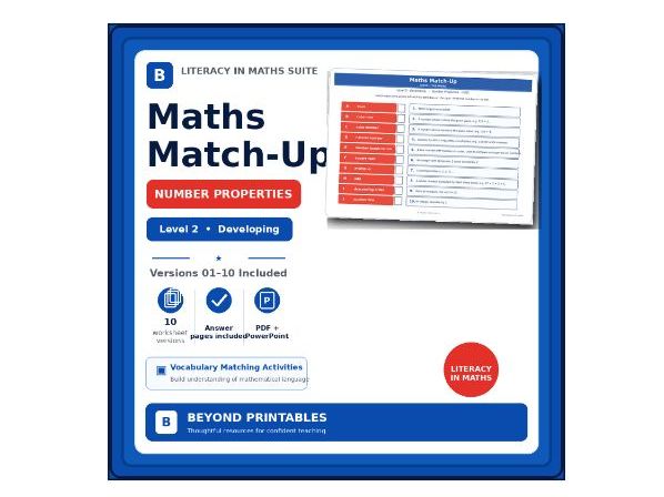 Number Vocabulary Match-Up – Level 2 Developing | PDF, Answers & PowerPoint