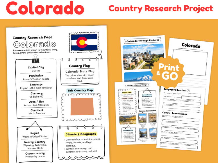 Colorado State Research Project | US Geography & State Study Worksheets