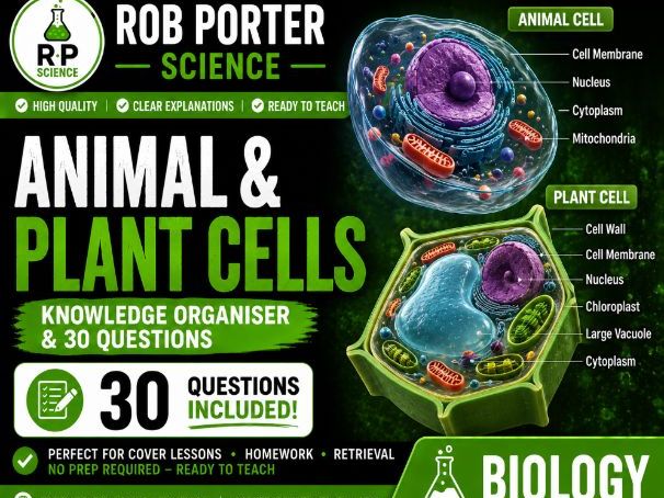 Animal & Plant Cells | Knowledge Organiser + 30 Retrieval Questions (KS3 Science)