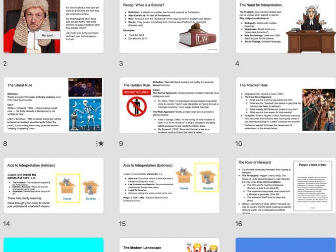 A-Level Law: PowerPoint Statutory Interpretation (WJEC/Eduqas/OCR/AQA)