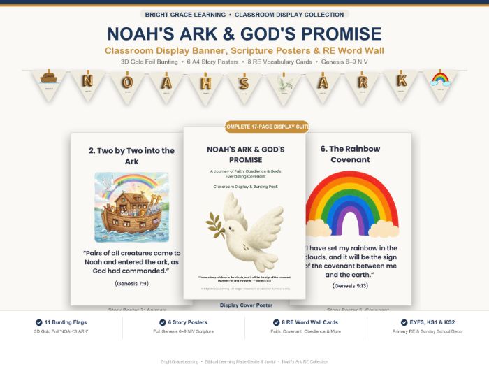 Noah's Ark Classroom Display Banner, Scripture Posters & Word Wall | Primary RE