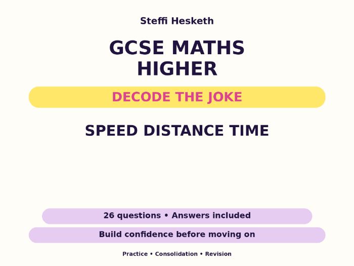 Speed Distance Time | GCSE Decode the Joke + Answers