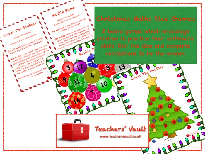 Christmas Maths Dice Games Teaching Resources