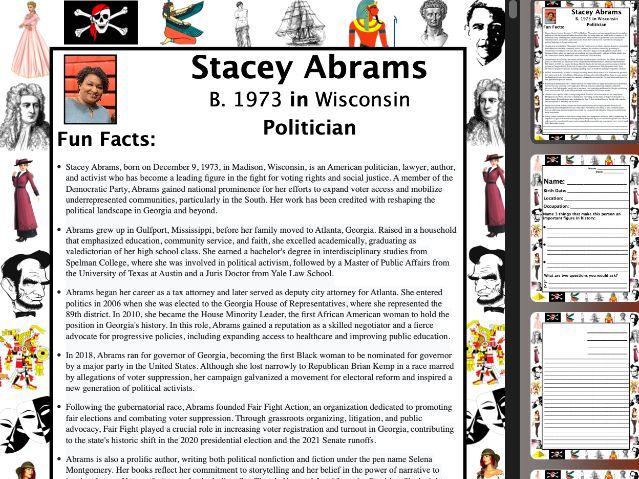 Stacey Abrams PACKET & ACTIVITIES, Important Historical Figures Series