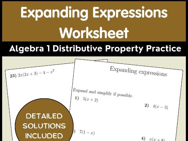 Expanding Expressions Worksheet Algebra 1 Distributive Property Practice
