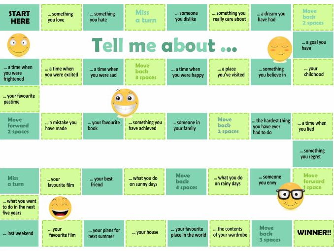 Let s get to know. Tell me about yourself game. Speaking Board games Intermediate. Boardgame speaking. Tell me about Board game.