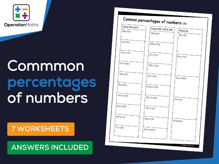 Common percentages of numbers