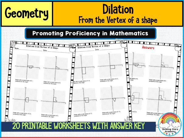 Dilation from the Vertex of a Shape Worksheets | Geometry Transformations Practice
