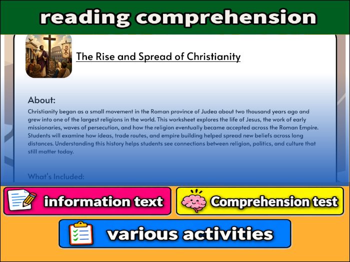The Rise and Spread of Christianity- Reading Comprehension & Activities