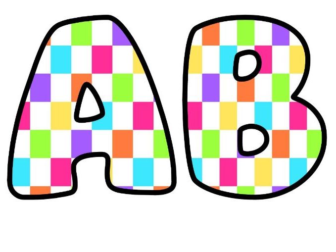 Neon Checkerboard Bubble Letters | Patterned Bulletin Board Letters | Printable Alphabet A-Z and 0-9