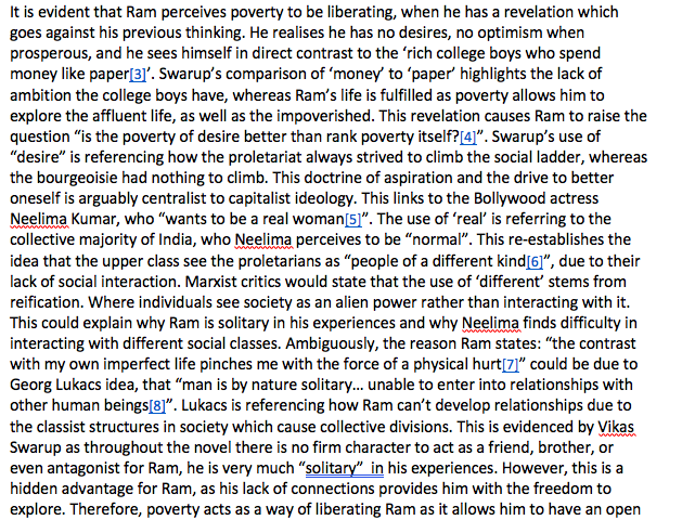 A Grade AQA A-Level English Literature Prose Coursework - Marxism, Slumdog Millionaire