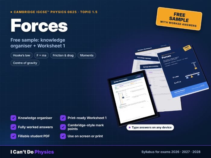 FREE IGCSE Physics 0625 Forces Worksheet Sample