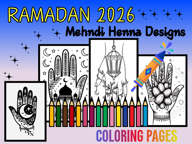 Ramadan 2026 Mehndi Henna Coloring Pages for Kids | No Prep Printable Activity