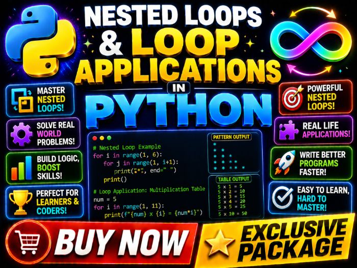 Nested Loops & Loop Applications in Python |Cambridge A-Level 9618 CS| PPT +Worksheets+ Activity+MCQ