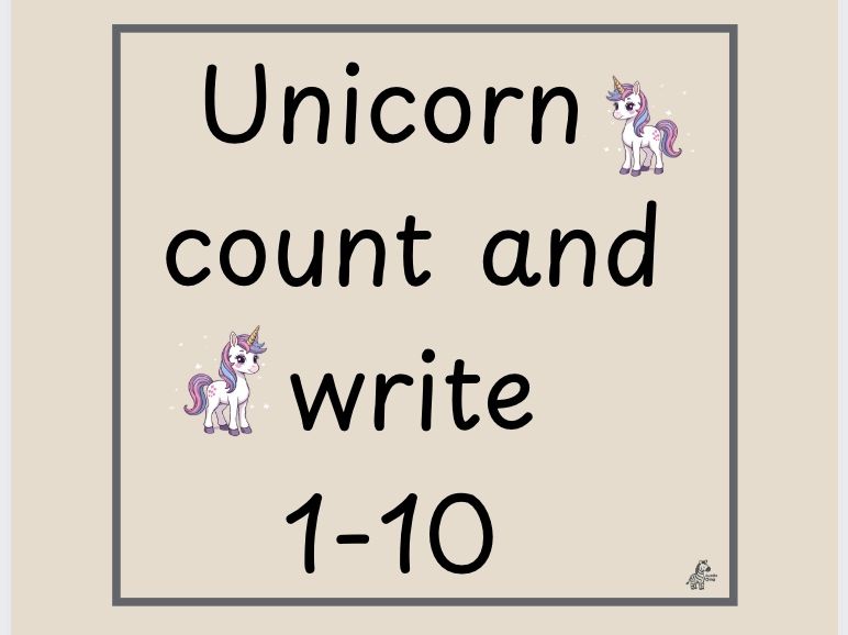 EYFS Reception/Nursery Count and Match Unicorns Numbers 1-10