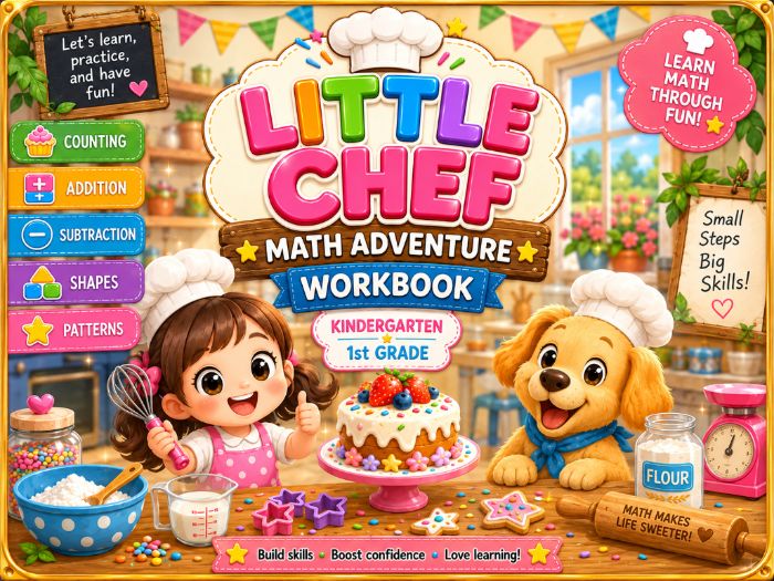 Little Chef Math Worksheets | Addition, Subtraction, Counting & Number Sense | K–1